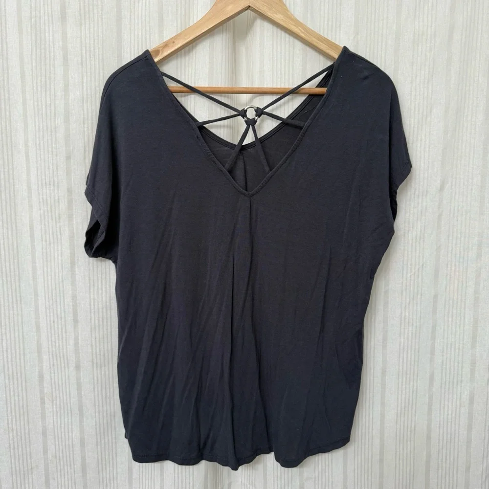 Papermoon🌙 Ampton Rivet Back Detail Knit Top Dark Slate Blue - Picture 2 of 5
